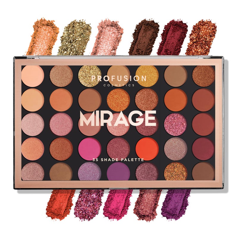 Profusion Cosmetics Mirage 35 Shade Eyeshadow Palette â€“ Ultra-Pigmented Powder in Bright, Vibrant Colors for Stunning Eye Looks, Skin-Friendly, Vegan & Cruelty-Free Makeup - Image 1